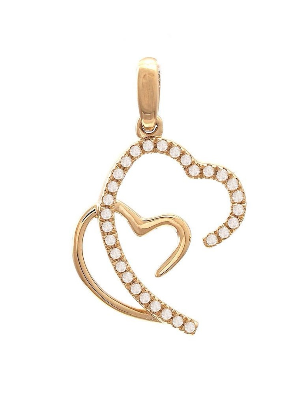 14K Real Solid Yellow Gold Diamond Heart Pendant 0.10ctw